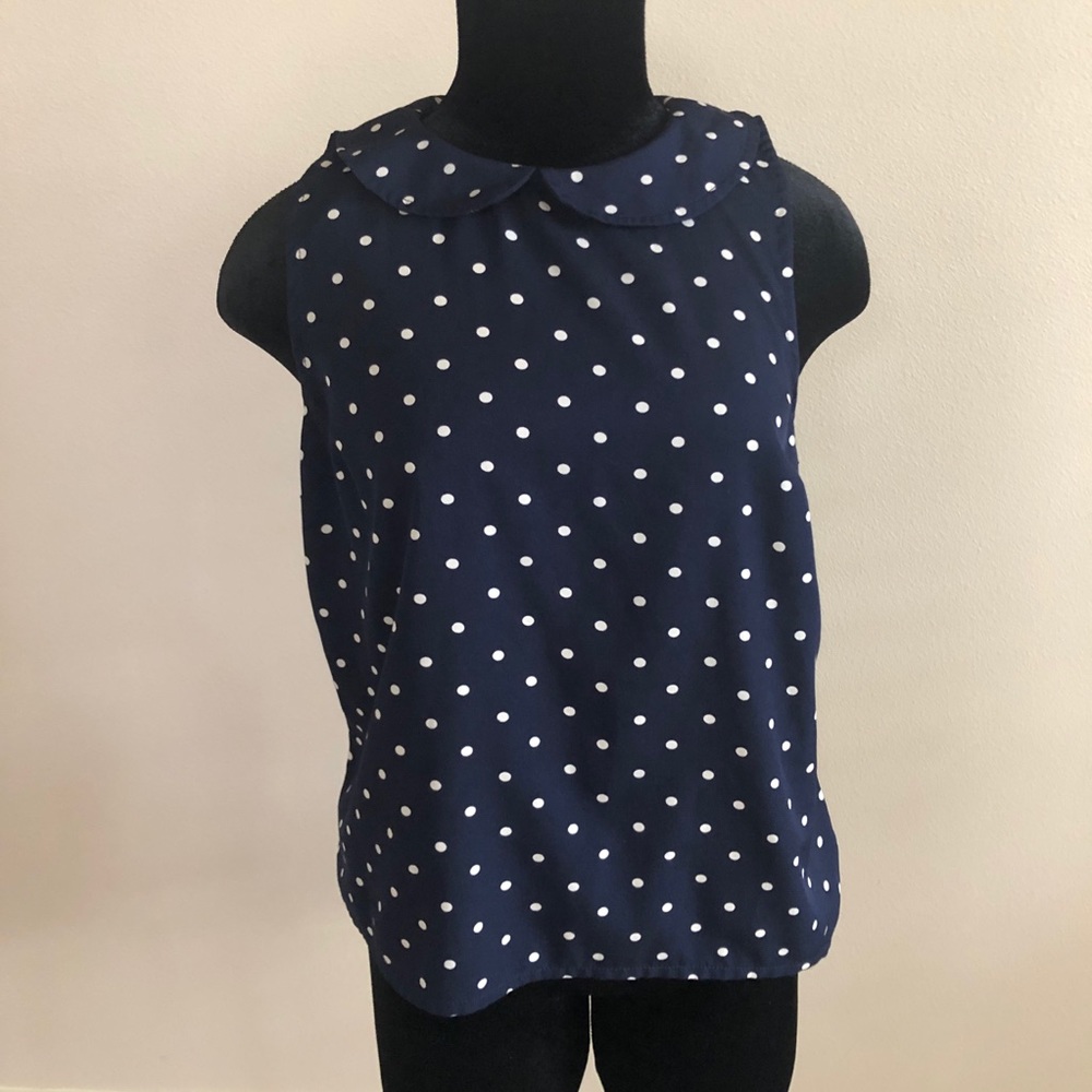 UO Cooperative navy polka dot Peter Pan collar sleeveless tank top